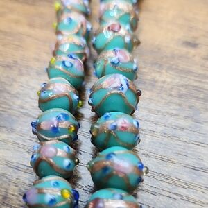 Teal Wedding Cake Beads Strands